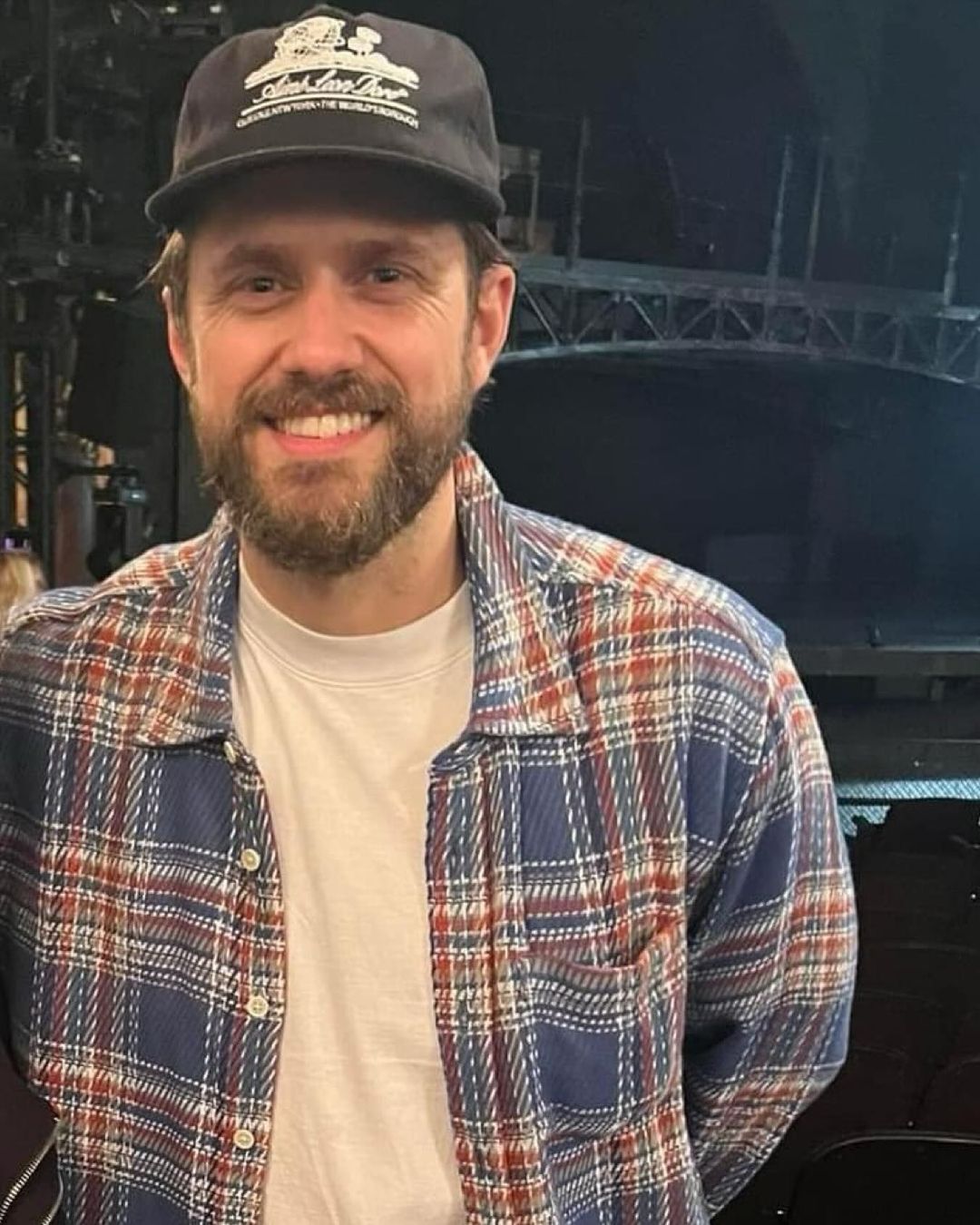 Pic I found of Aaron after the show yesterday. Love the plaid! - Michele Tuma#_aarontveit #_sweeneytoddbroadway.jpg