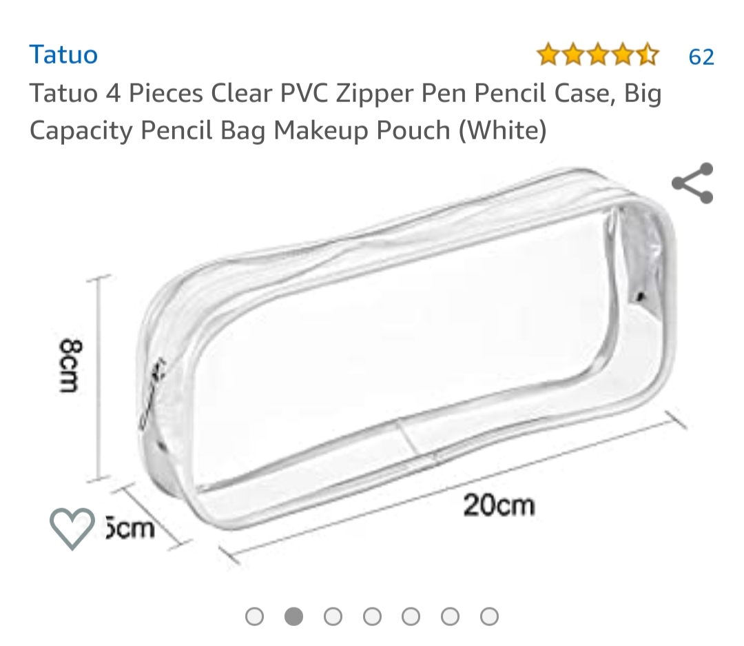 Tatuo 4 Pieces Clear PVC Zipper Pen Pencil Case, Big Capacity Pencil Bag Makeup Pouch (White)