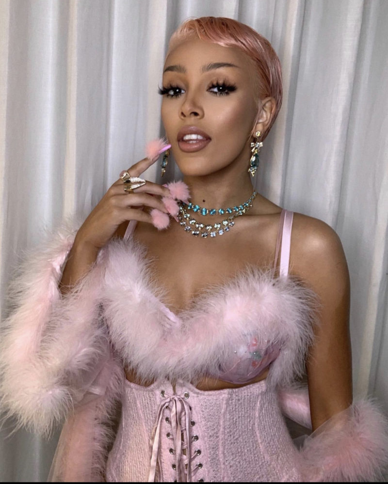 All-of-the-Looks-From-Saweetie-and-Doja-Cats-‘Best-Friend-Video-Custom-Green-and-Red-Dapper-Dan-X-Gucci-Sets-L.O.C.A-and-Laroxx-Tweed-Outfits-Laurel-DeWitt-Crystal-Chain-Look-More18-800x999.jpg